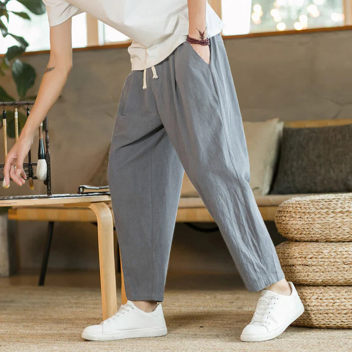 Pantalon d’Été pour Homme en Coton avec Poches