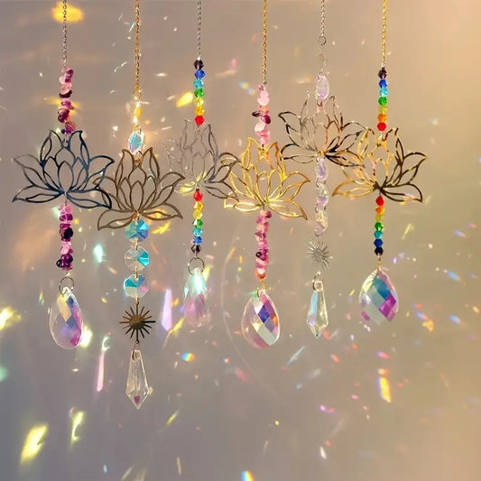 Lotus Arc-en-Ciel – Ensemble d’Attrape-Lumière Cristal