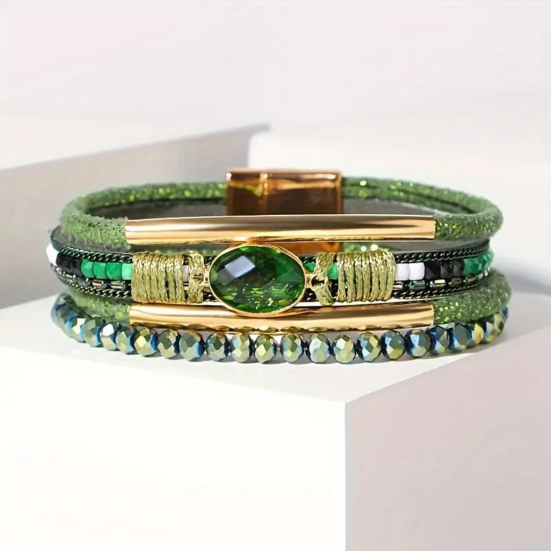 Bracelet Multi-Rangs Émeraude