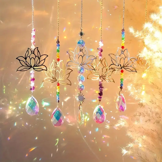 Lotus Arc-en-Ciel – Ensemble d’Attrape-Lumière Cristal