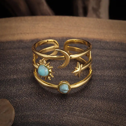 🌙✨ Bague Soleil & Lune – Harmonie Cosmique
