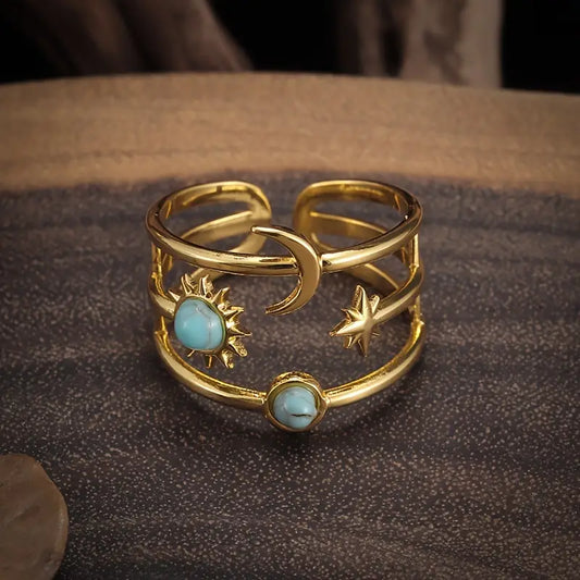 🌙✨ Bague Soleil & Lune – Harmonie Cosmique