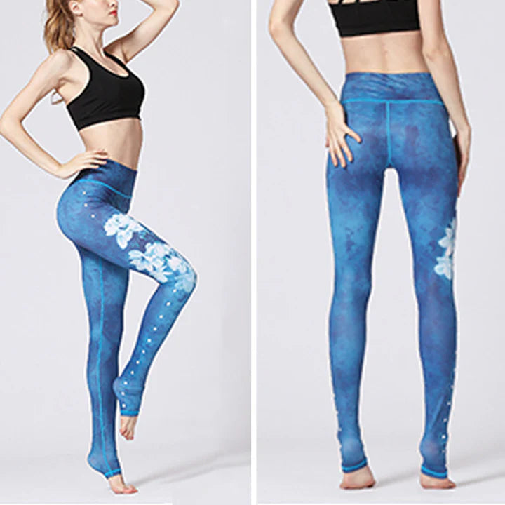 Legging de Yoga Femme Motif Fleur de Lotus – Pantalon Fitness et Bien-être