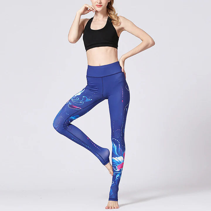 Legging de Yoga Femme Motif Fleur de Lotus – Pantalon Fitness et Bien-être