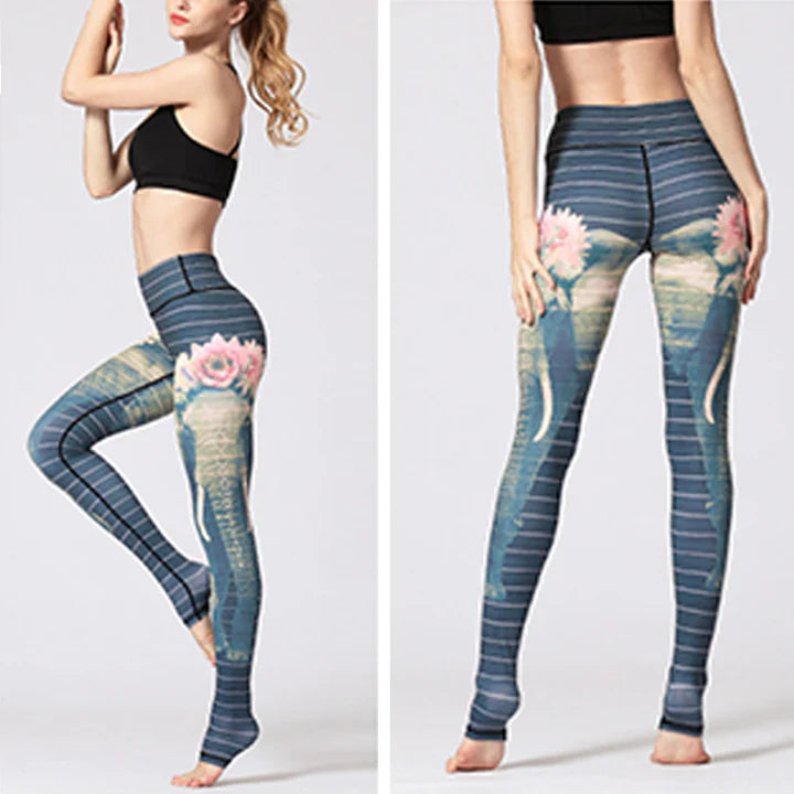 Legging de Yoga Femme Motif Fleur de Lotus – Pantalon Fitness et Bien-être