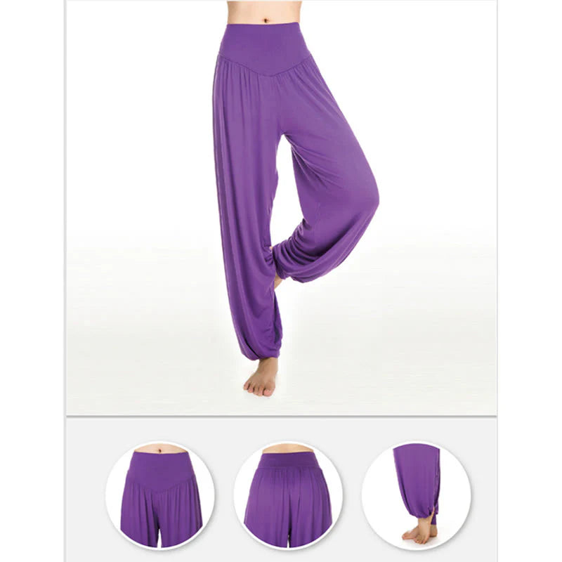 Pantalon Sarouel Long de Yoga et Danse en Modal Uni