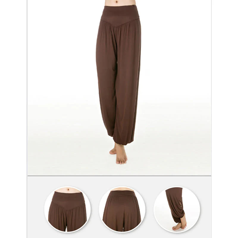 Pantalon Sarouel Long de Yoga et Danse en Modal Uni