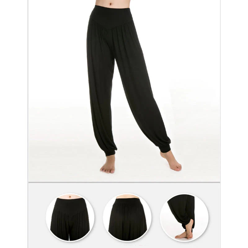 Pantalon Sarouel Long de Yoga et Danse en Modal Uni