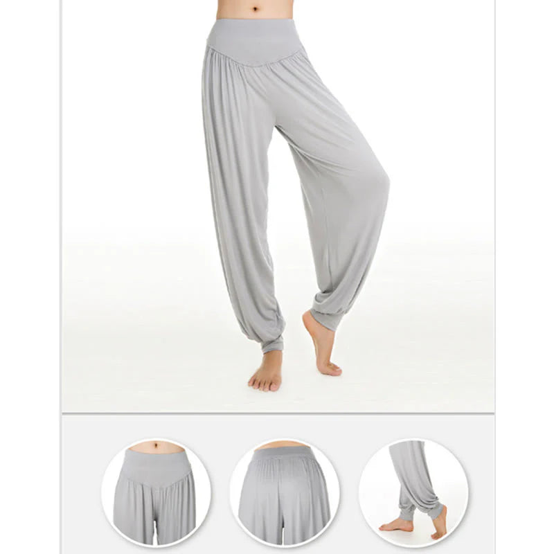 Pantalon Sarouel Long de Yoga et Danse en Modal Uni