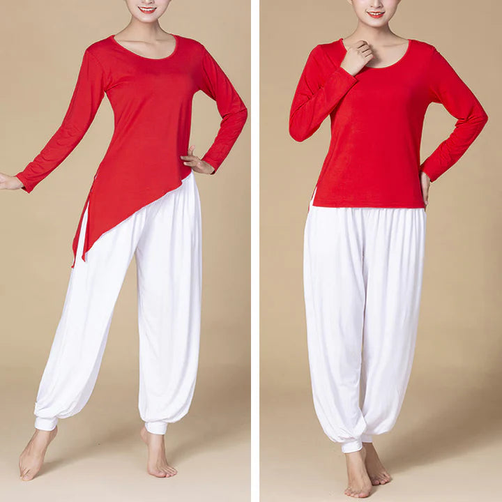 Pantalon Sarouel Taille Haute en Modal Uni avec Poches – Yoga & Danse