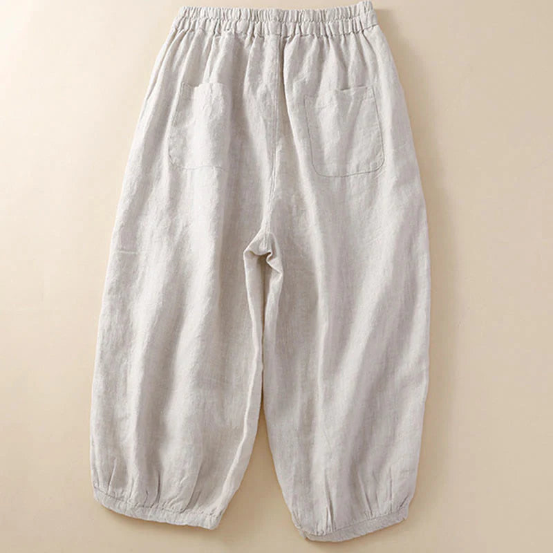 Pantalon Sarouel Décontracté pour Femme à Cordon de Serrage avec Motif de Fleurs – Coupe Ample avec Poches