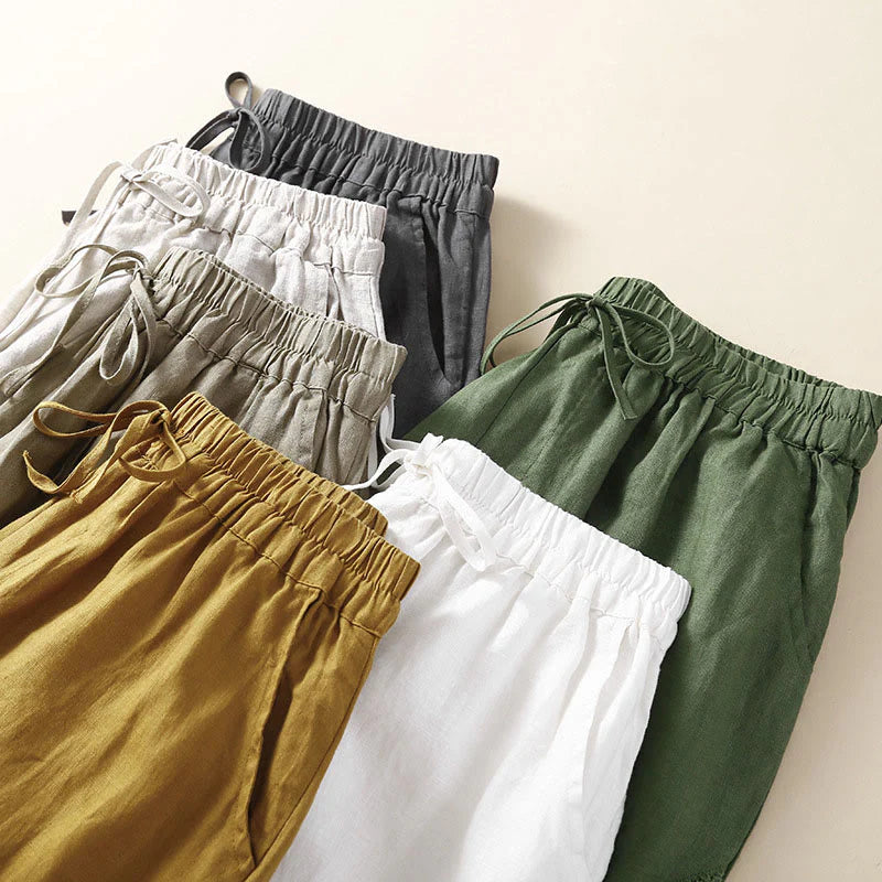 Pantalon Sarouel Décontracté pour Femme à Cordon de Serrage avec Motif de Fleurs – Coupe Ample avec Poches