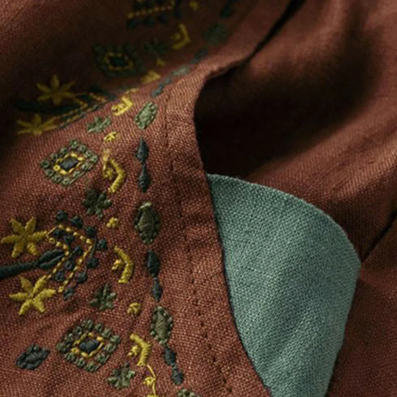 Pantalon Sarouel Capri Vintage pour Femme avec Taille Élastique, Broderie et Poches