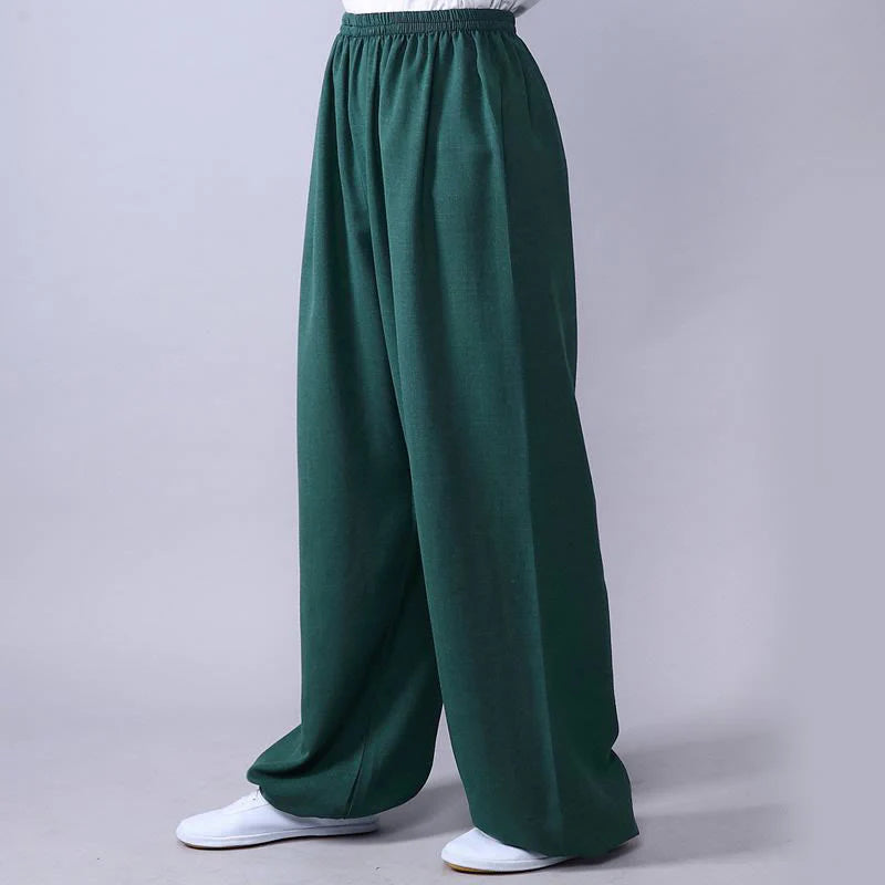 Pantalon d’Été Unisexe en Coton et Lin à Taille Élastique pour la Pratique du Tai Chi et du Qigong
