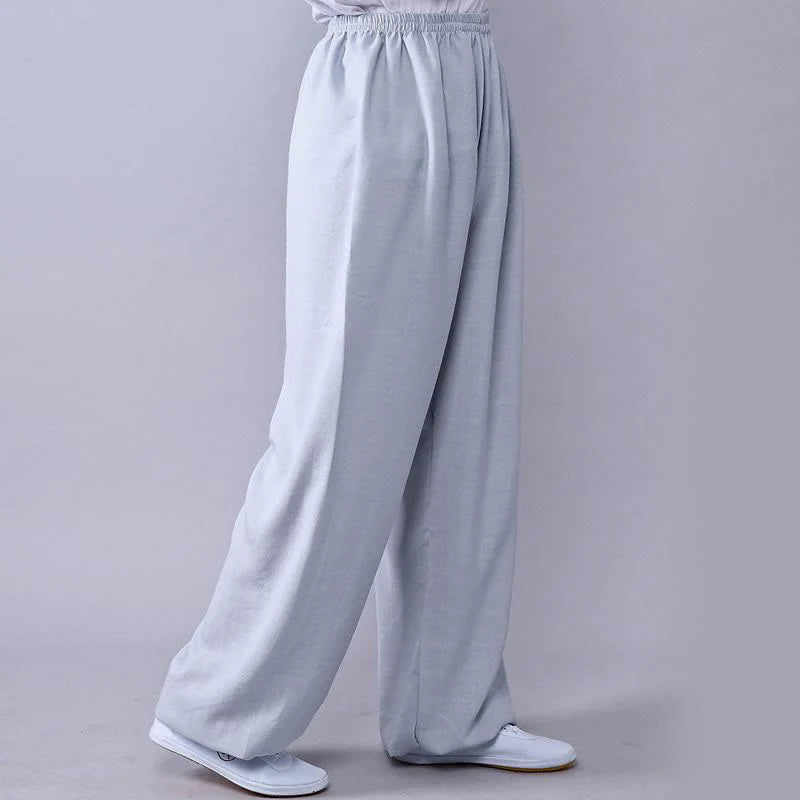 Pantalon d’Été Unisexe en Coton et Lin à Taille Élastique pour la Pratique du Tai Chi et du Qigong