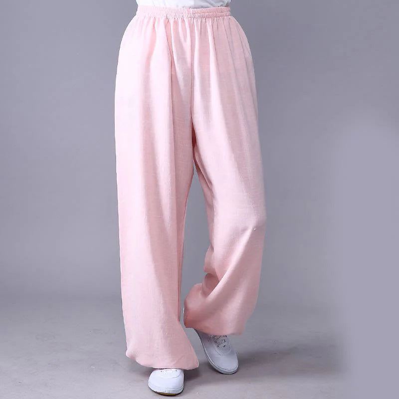 Pantalon d’Été Unisexe en Coton et Lin à Taille Élastique pour la Pratique du Tai Chi et du Qigong