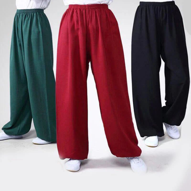 Pantalon d’Été Unisexe en Coton et Lin à Taille Élastique pour la Pratique du Tai Chi et du Qigong