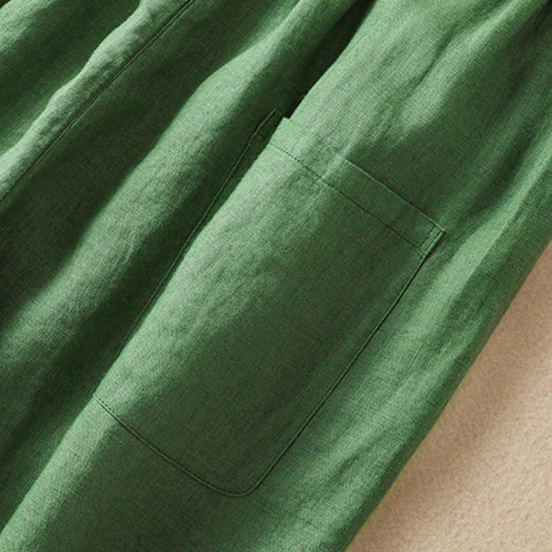 Pantalon Sarouel d’Été pour Femme en Coton avec Cordon de Serrage et Poches