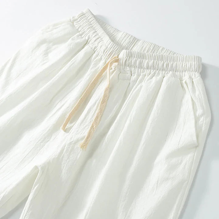 Short Décontracté pour Homme en Coton Uni à Coupe Droite avec Poches