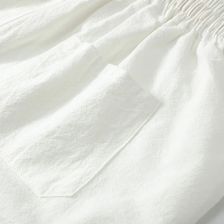 Short Décontracté pour Homme en Coton Uni à Coupe Droite avec Poches