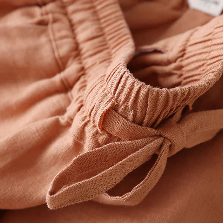 Pantalon Décontracté à Taille Haute, Large et Lacets, Avec Poches