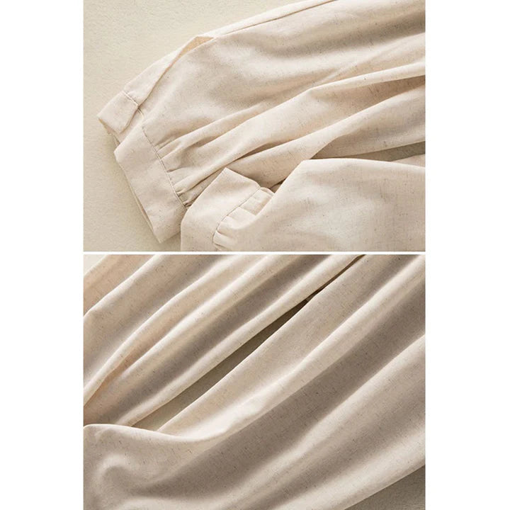 Pantalon Sarouel pour Femme en Coton Uni avec Cordon de Serrage et Poches