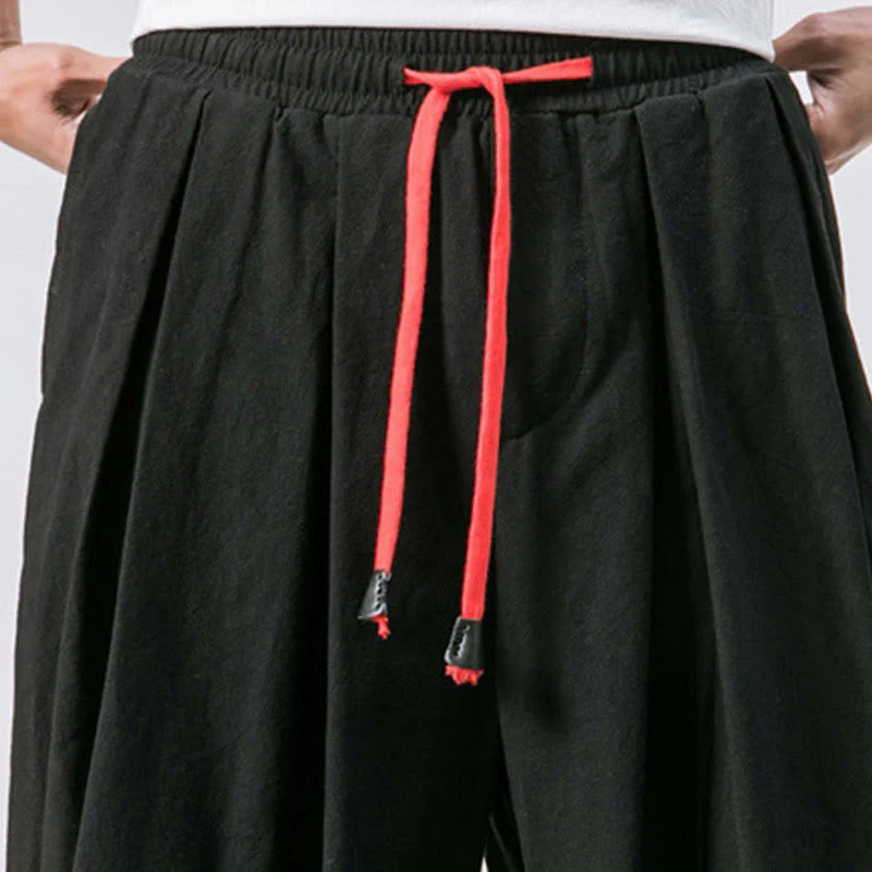 Pantalon Décontracté de Sport pour Homme en Coton Uni avec Cordon de Serrage et Poches
