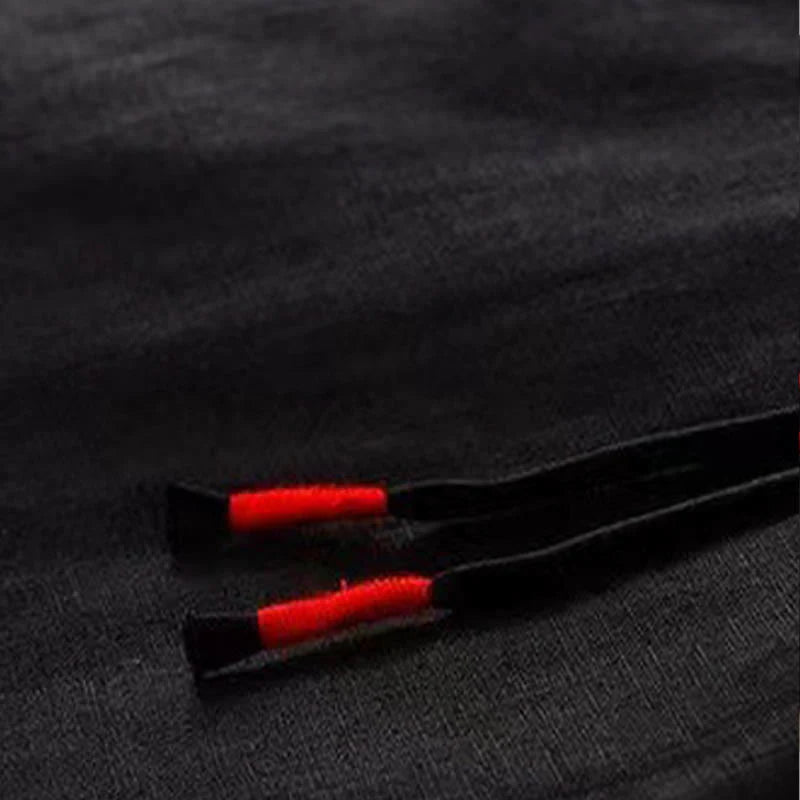 Pantalon Décontracté pour Femme à Jambe Large en Coton Uni avec Poches et Fermeture à un Bouton