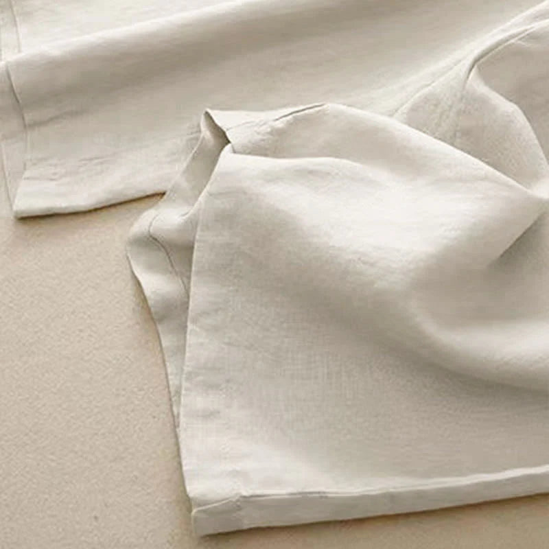 Pantalon Décontracté pour Femme à Jambe Large en Coton Uni avec Poches et Fermeture à un Bouton