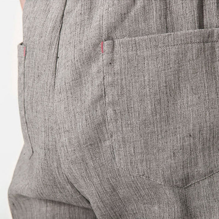 Pantalon Décontracté pour Homme en Lin avec Cordon de Serrage et Poches