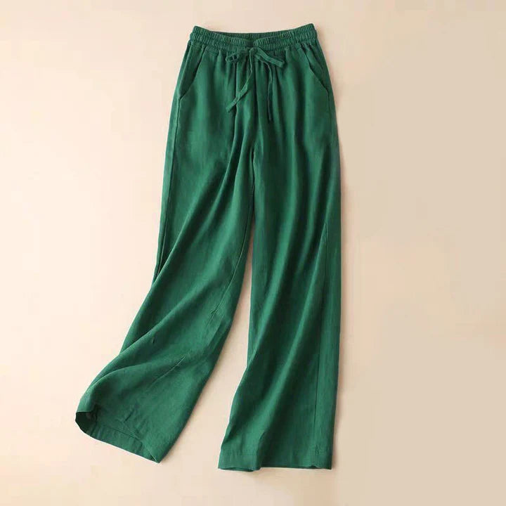 Pantalon Décontracté à Taille Haute, Large et Lacets, Avec Poches