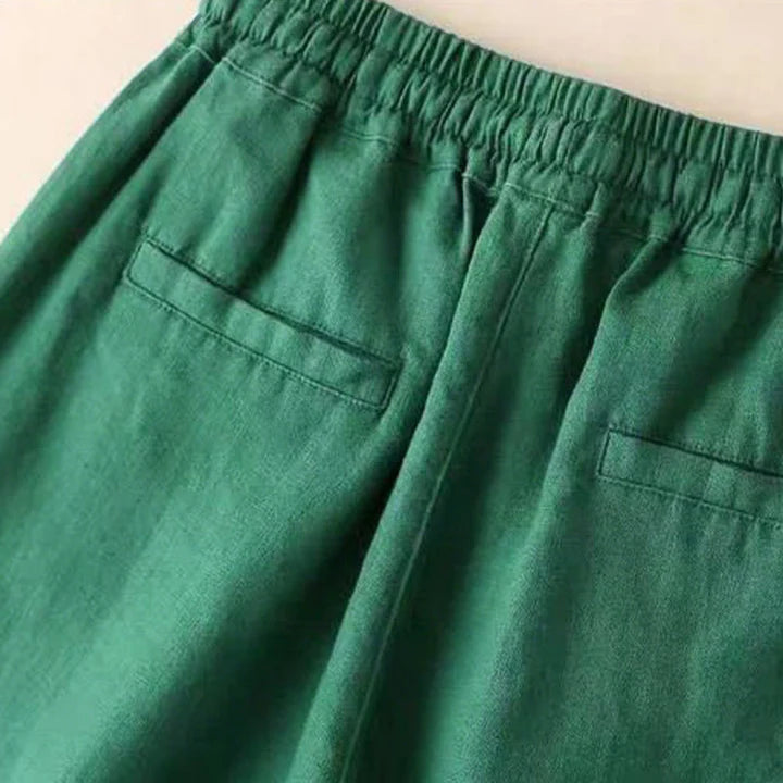 Pantalon Décontracté à Taille Haute, Large et Lacets, Avec Poches