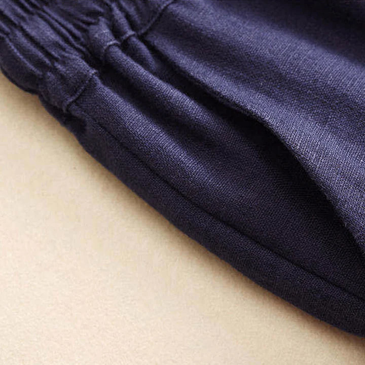 Pantalon Décontracté à Taille Haute, Large et Lacets, Avec Poches