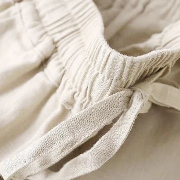 Pantalon Décontracté à Taille Haute, Large et Lacets, Avec Poches