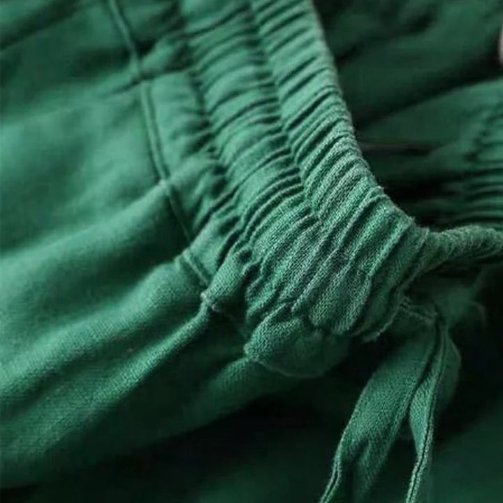 Pantalon Décontracté à Taille Haute, Large et Lacets, Avec Poches