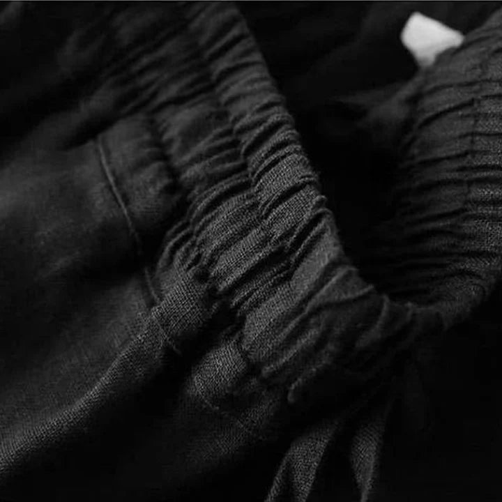 Pantalon Décontracté à Taille Haute, Large et Lacets, Avec Poches