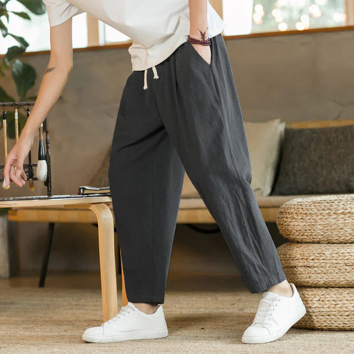 Pantalon d’Été pour Homme en Coton avec Poches