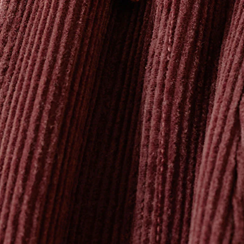 Pantalon Sarouel pour Femme en Coton Côtelé à Contraste de Couleurs, Doublé Polaire Thermique, avec Poches