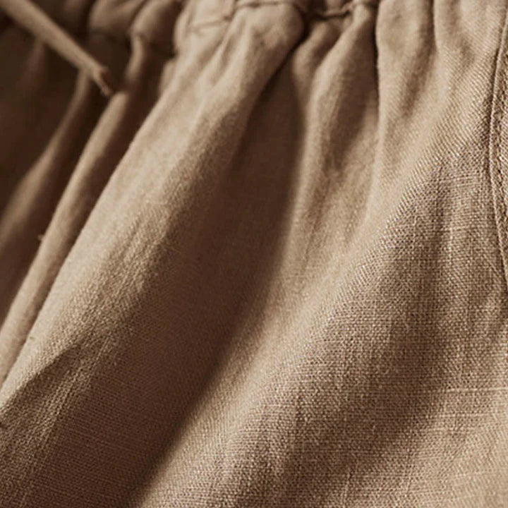 Pantalon Sarouel d’Été pour Femme Brodé de Petites Fleurs avec Poches