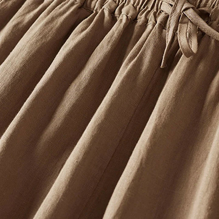 Pantalon Sarouel d’Été pour Femme Brodé de Petites Fleurs avec Poches