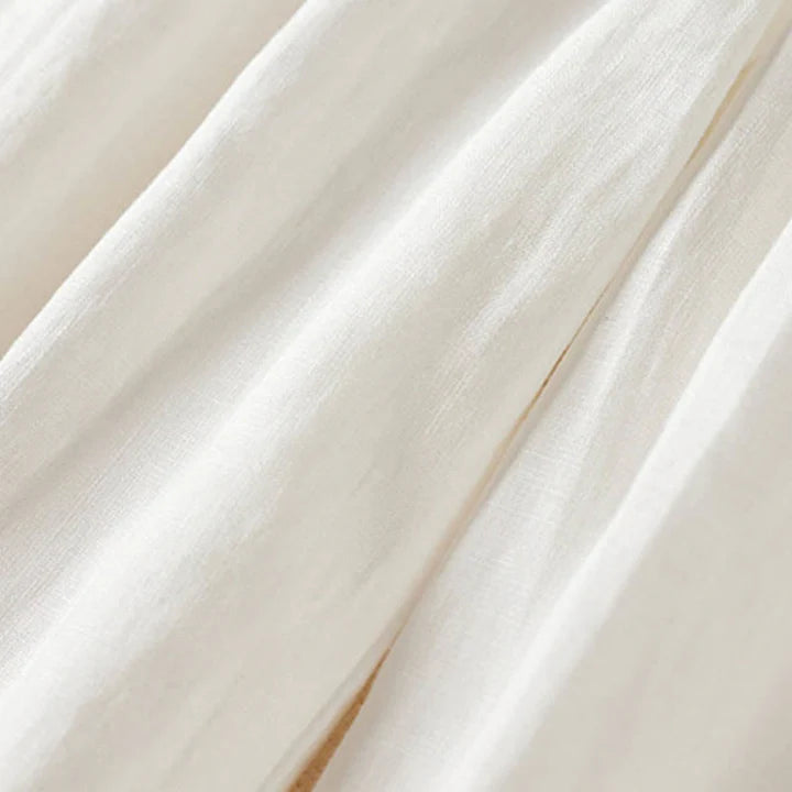 Pantalon Sarouel d’Été pour Femme Brodé de Petites Fleurs avec Poches