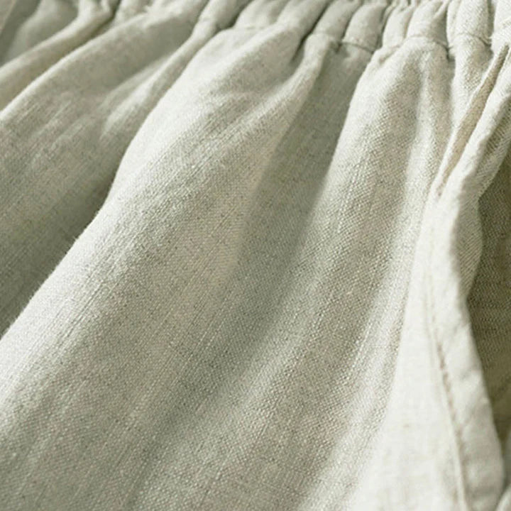 Pantalon Sarouel d’Été pour Femme Brodé de Petites Fleurs avec Poches