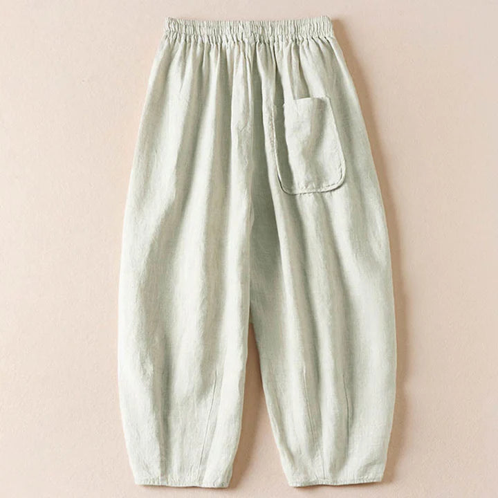 Pantalon Sarouel d’Été pour Femme Brodé de Petites Fleurs avec Poches