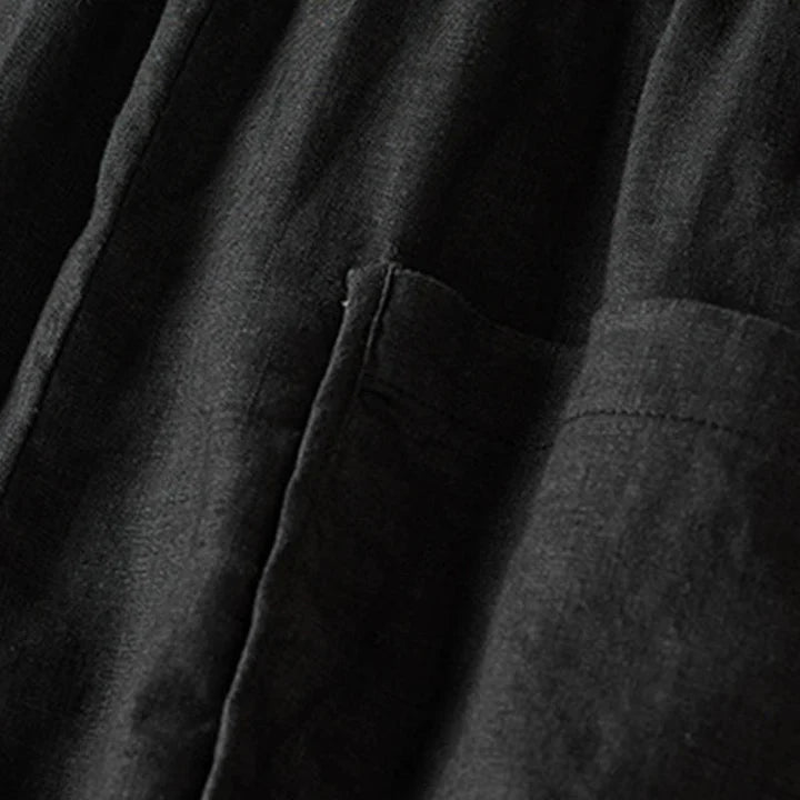 Pantalon Sarouel d’Été pour Femme Brodé de Petites Fleurs avec Poches