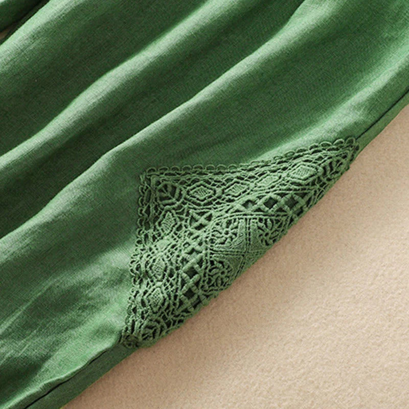 Pantalon Sarouel d’Été pour Femme en Coton avec Cordon de Serrage et Poches