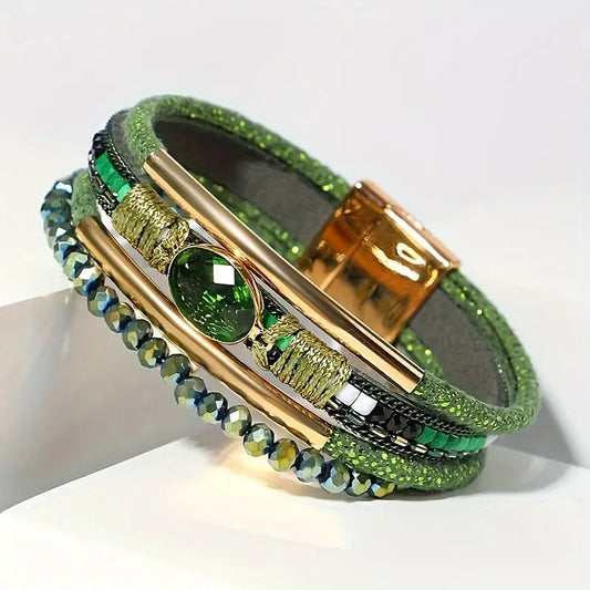Bracelet Multi-Rangs Émeraude