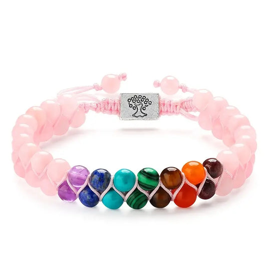 Bracelet 7 Chakras Rose – Harmonie & Énergie Positive