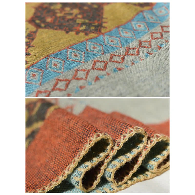 Châle Tibétain à Motif de Losanges – Écharpe Manteau Chaude d’Hiver