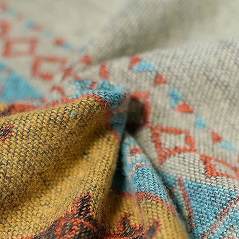 Châle Tibétain à Motif de Losanges – Écharpe Manteau Chaude d’Hiver