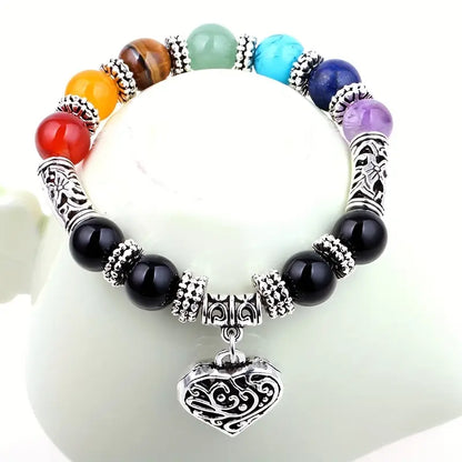 Le bracelet 7 Chakras avec pendentif cœur